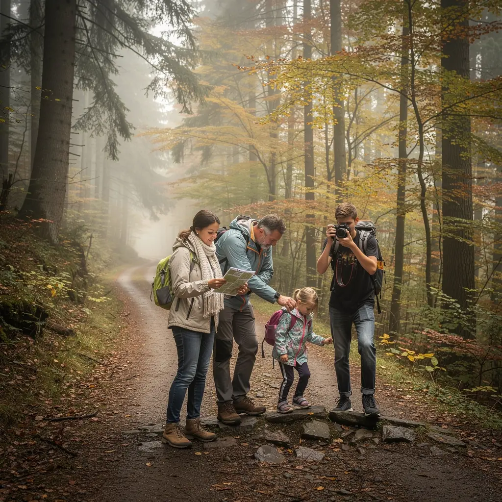 Ein Reisender, der an einem schönen Aussichtspunkt anhält und die Landschaft bewundert.